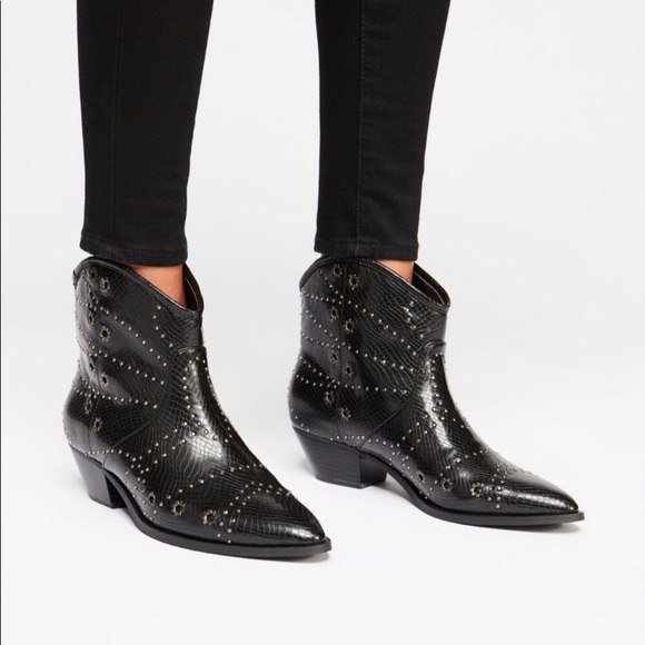 Free People Shoes - Free People FarylRobin Vegan studded Boot with grommets black color size 7